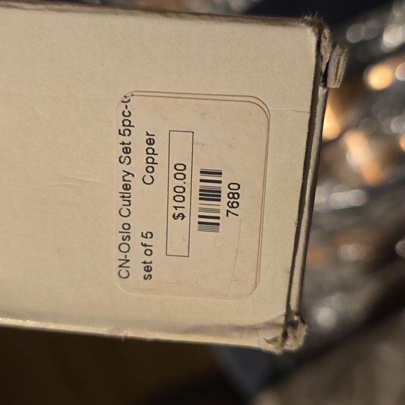 Oslo Cutlery 5 Pc Set in Matte Copper, Service For 1,  Retail Price $105.00US - Picture 6 of 7